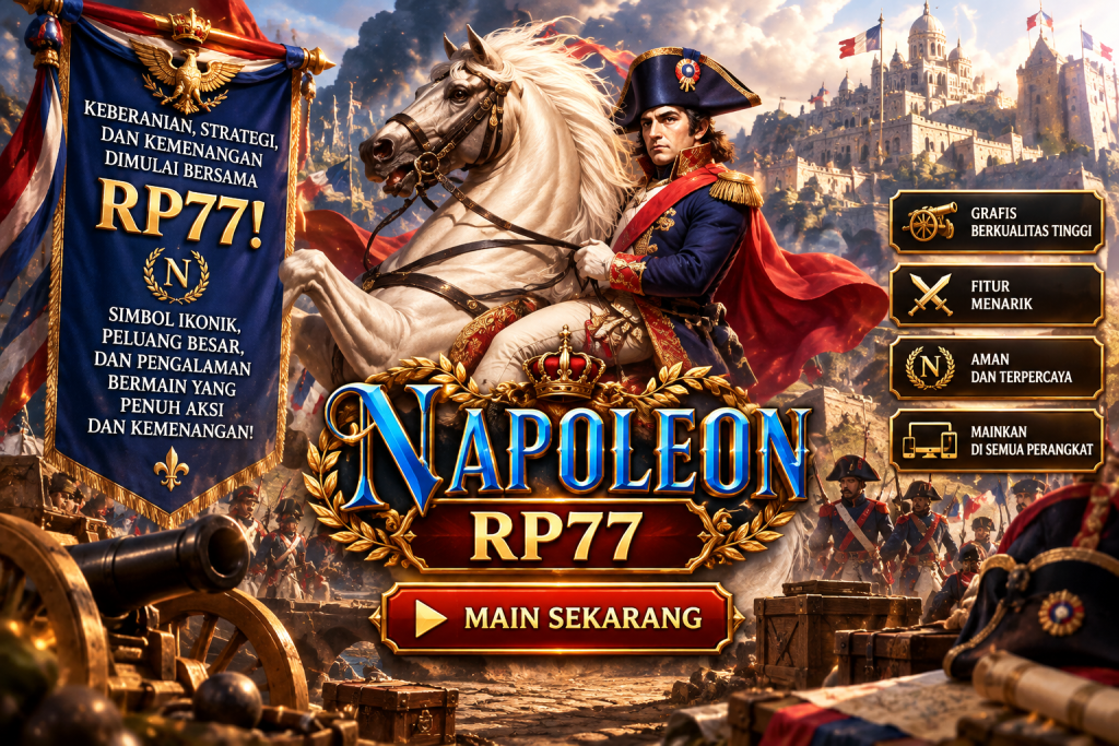 Game Napoleon RP77 dengan komandan berkuda, pasukan, meriam, benteng, dan suasana pertempuran klasik